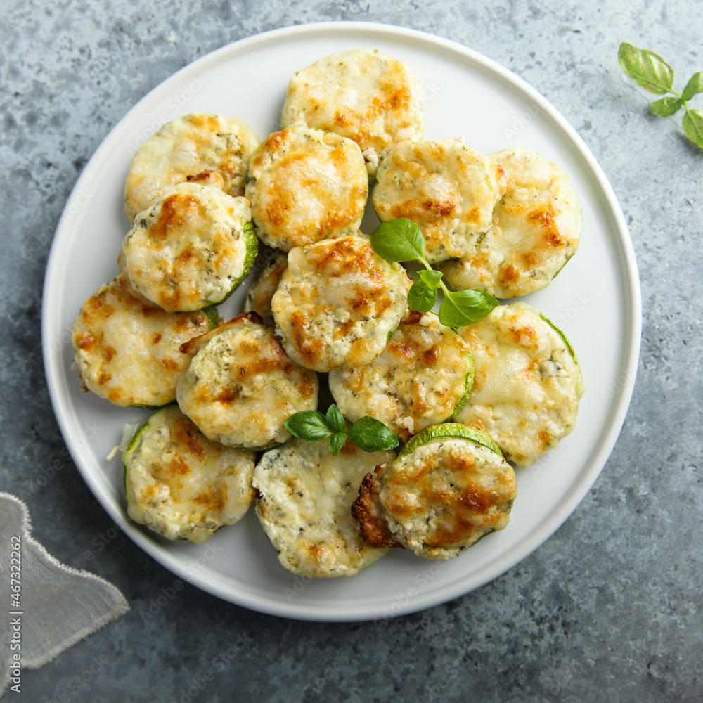 Roasted courgette with cheese and herbs Roasted courgette with cheese and herbs