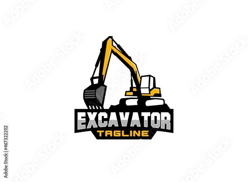 Excavator logo vector for construction company. Heavy equipment template vector illustration for your brand.