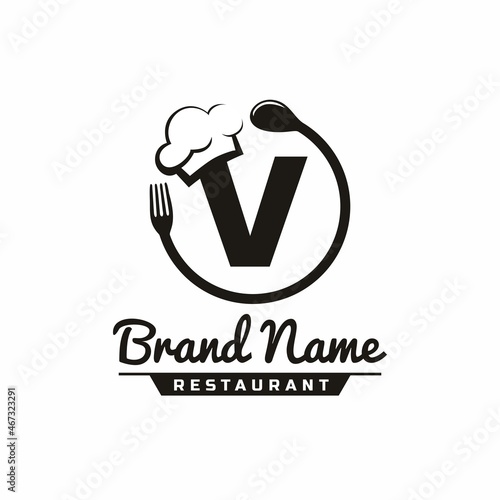Letter V Restaurant Food Logo Design