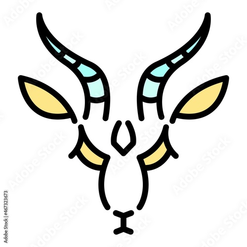 Horn gazelle icon. Outline horn gazelle vector icon color flat isolated