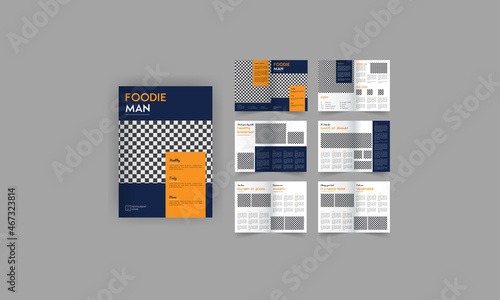 food magazine restaurant recipe book business corporate brochure template bi fold company profile company proposal geometric shape poster design brochure gradient abstract magazine background