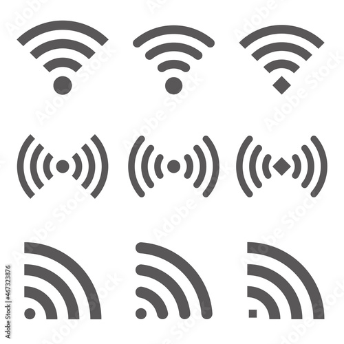 A set of icons for various styles of Wi-Fi