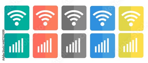 A simple set of Wi-Fi and radio wave icons.