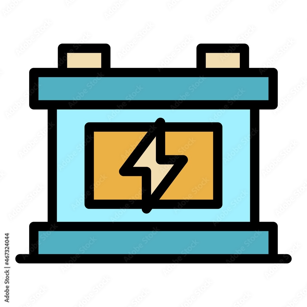 Car battery icon. Outline car battery vector icon color flat isolated Car battery icon. Outline car battery vector icon color flat isolated