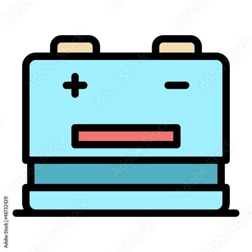 Recharge battery icon. Outline recharge battery vector icon color flat isolated