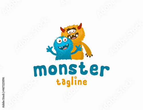 Colorfull monster or puppet logo template
