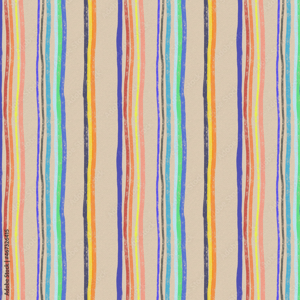 Seamless striped pattern on fabric texture. Handmade work. Multi-colored vertical stripes of paint on a beige background Design of towels, bed linen, curtains, fabrics, textiles. Seamless striped pattern on fabric texture. Handmade work. Multi-colored vertical stripes of paint on a beige background Design of towels, bed linen, curtains, fabrics, textiles.