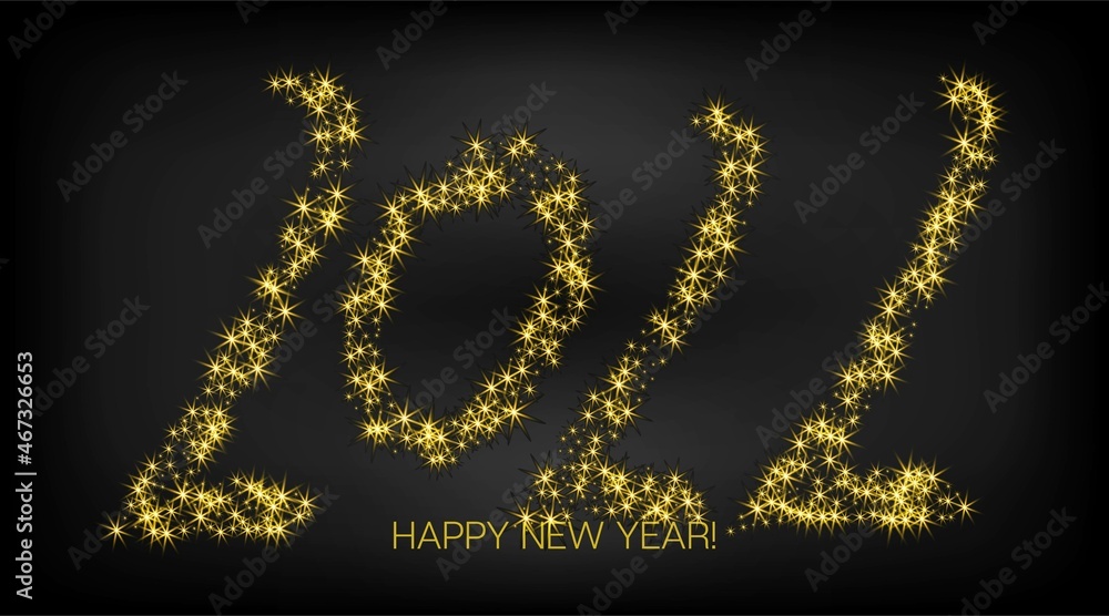 2022 Golden Glamour Banner. Happy New Year Lights Business Decoration. Painted 2022 Modern Logo. Cool Winter Holiday New Year Greeting Card. Luxury Happy New Year Night Sky. Gold Brush Shape 2022