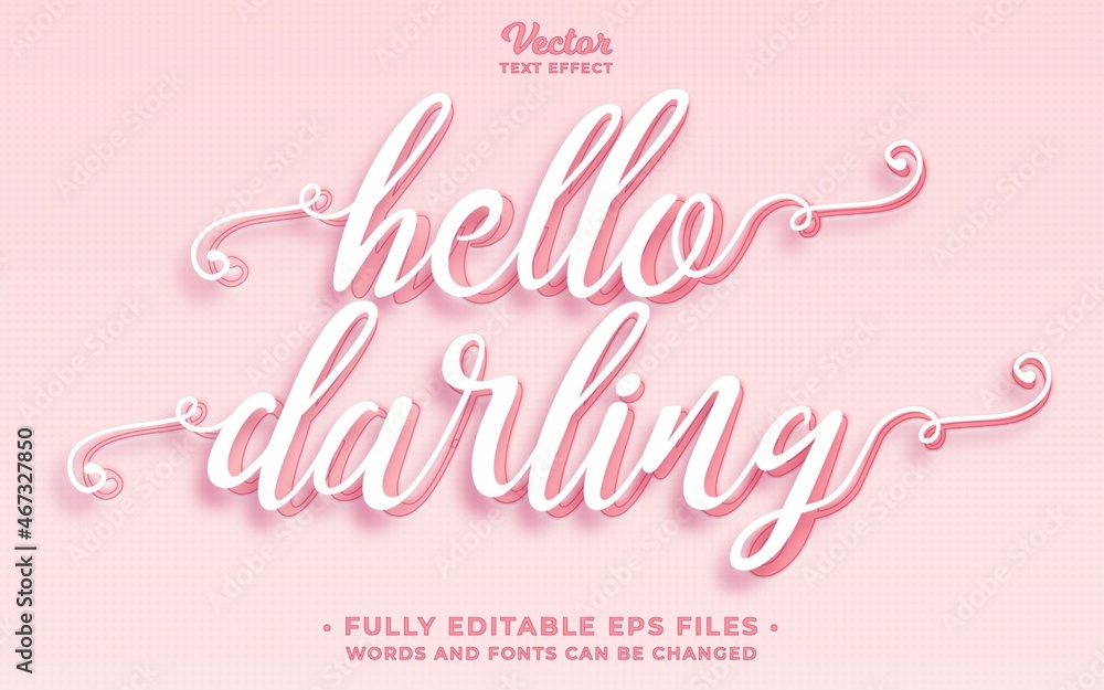 hello darling cutout text effect editable eps cc
