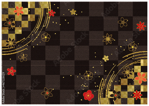 金箔和柄_格子背景