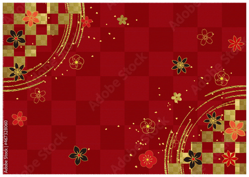 金箔和柄_格子背景