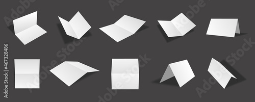 Blank white bifold invitation card mockups collection with different views and angles