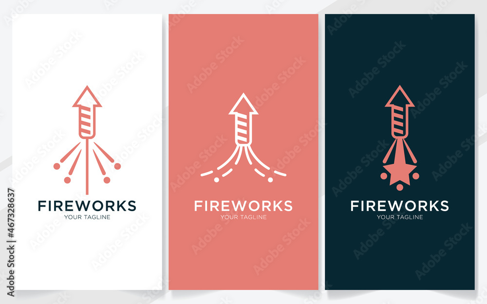 Simple fireworks logo design, vector illustration set Simple fireworks logo design, vector illustration set