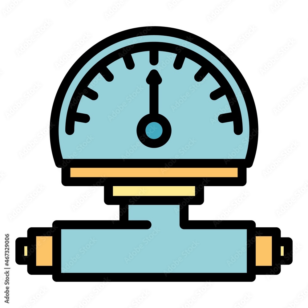 Manometer reading icon. Outline manometer reading vector icon color flat isolated Manometer reading icon. Outline manometer reading vector icon color flat isolated