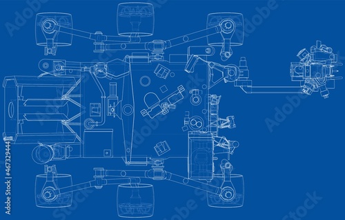 Mars Rover. Vector rendering of 3d