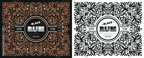 Template decorative label for rum