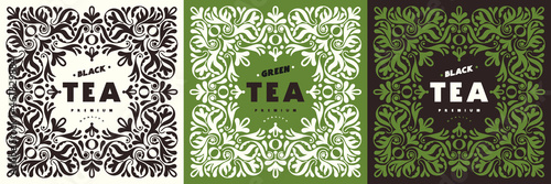 Template of decorative label for tea