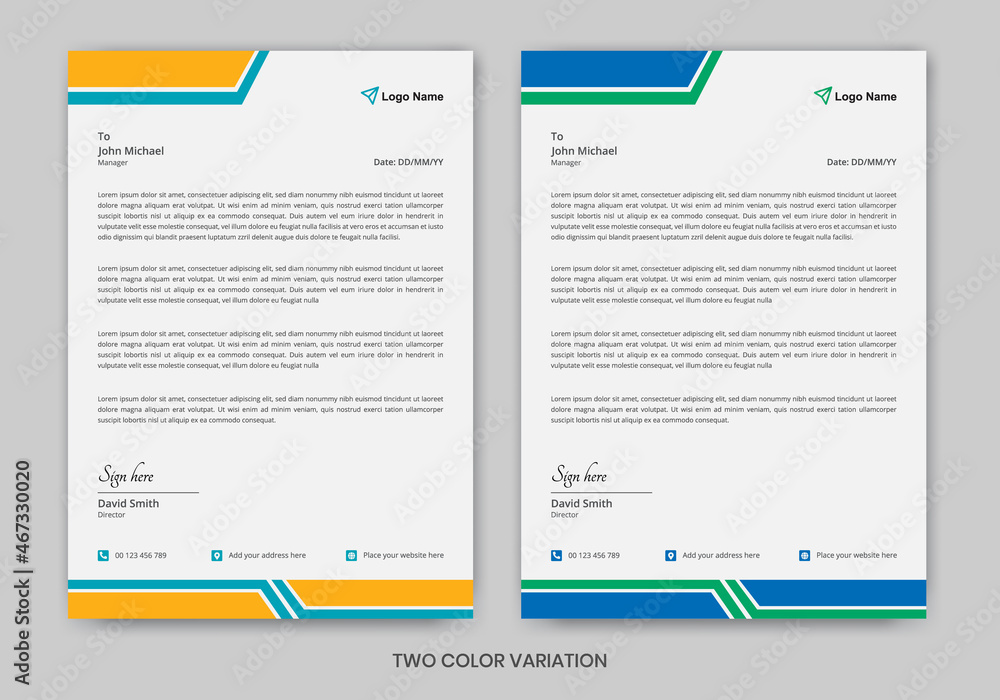 Obraz premium Modern Letterhead Design Template with two color combination