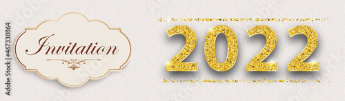 Long Noble Banner Ornaments 2022 Gold Invitation Label