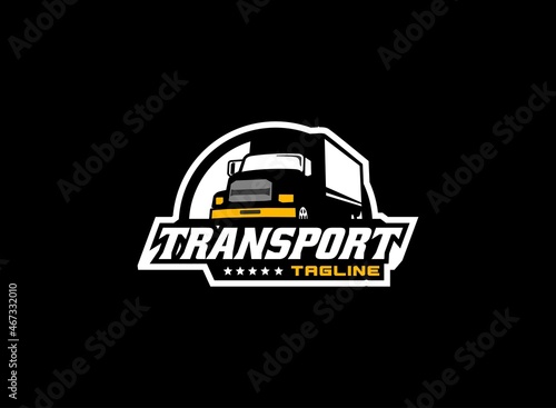 Truck logo vector for transportation company. Vehicle equipment template vector illustration for your brand.