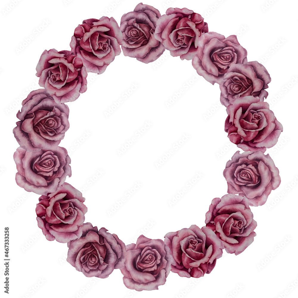 Frame - a wreath of a bouquet of pink roses