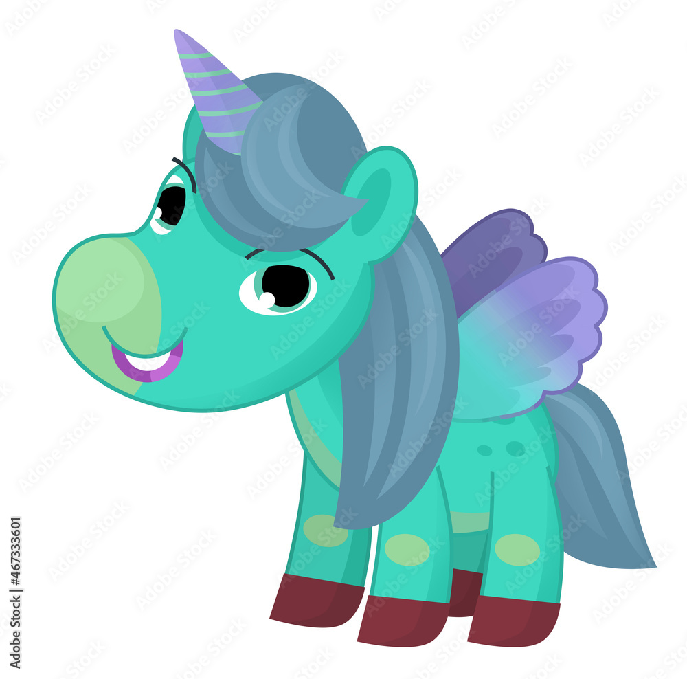 Fototapeta premium cartoon scene happy horse unicorn pony illustration