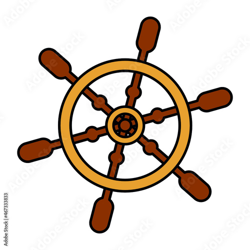  Wooden steering wheel icon. Vector.