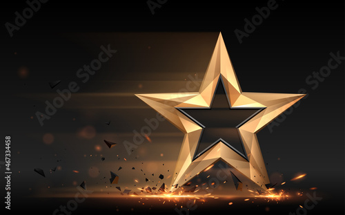 Golden star with motion effect and sparks