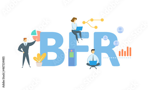 BFR, Bank Finance Rescheduling. Concept with keyword, people and icons. Flat vector illustration. Isolated on white.