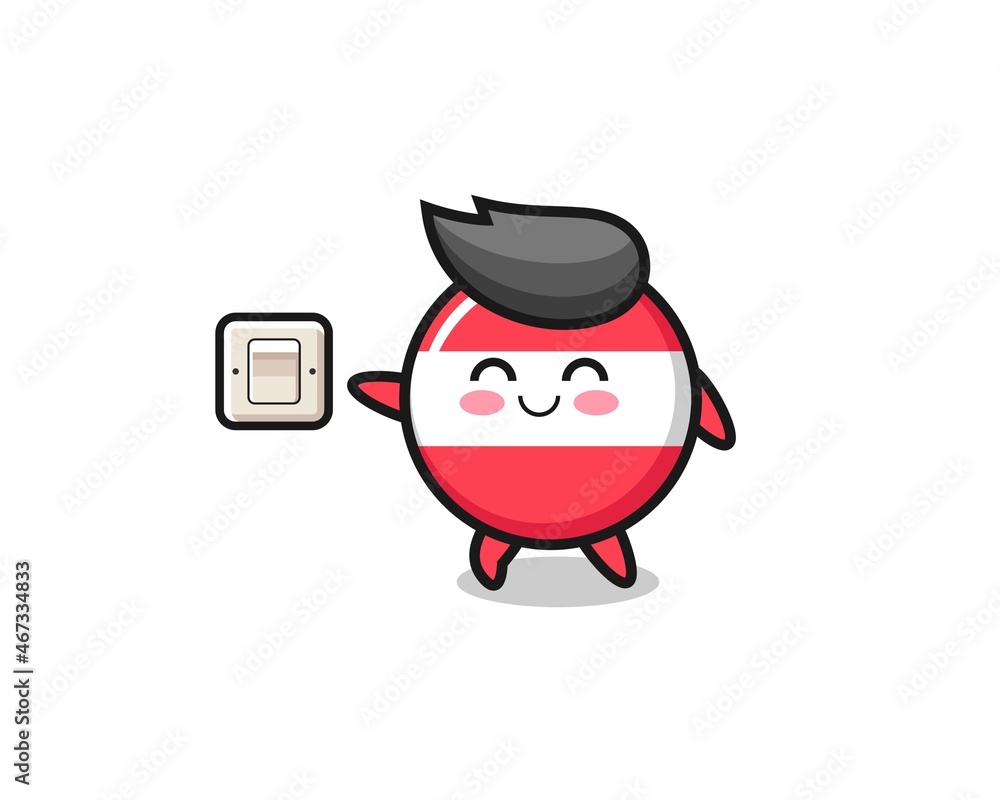 cartoon austria flag is turning off light cartoon austria flag is turning off light