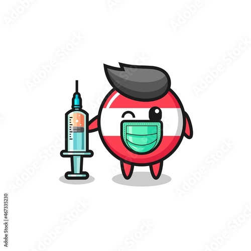 austria flag mascot as vaccinator