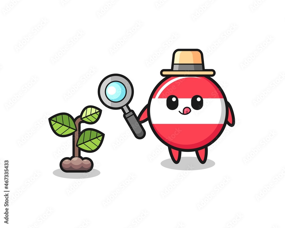 Fototapeta premium cute austria flag herbalist researching a plants