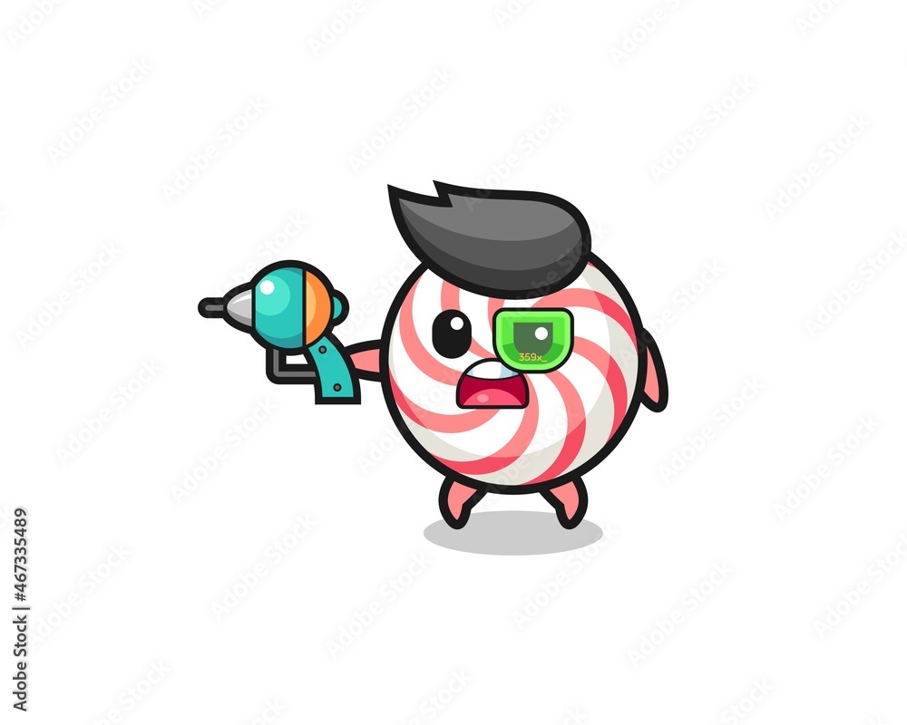 cute swirl lollipop holding a future gun