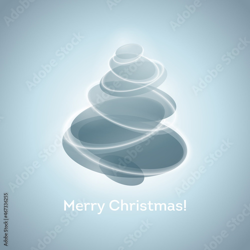Shiny christmas tree in blue. Abstract vector illustration for unusual holiday design or greeting card