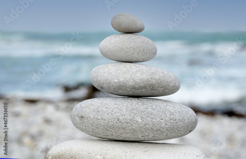 Stack of pebbles balancing, zen concept