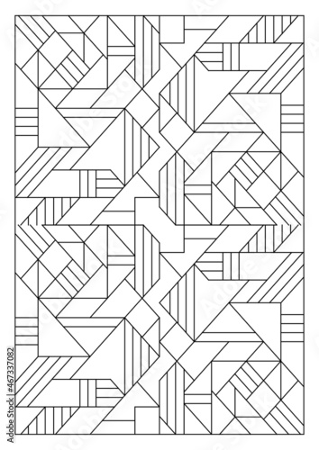 Portrait coloring pages for adults. Abstract illustration. Geometric composition. Black and white patterns. EPS8 file. Coloring-#343