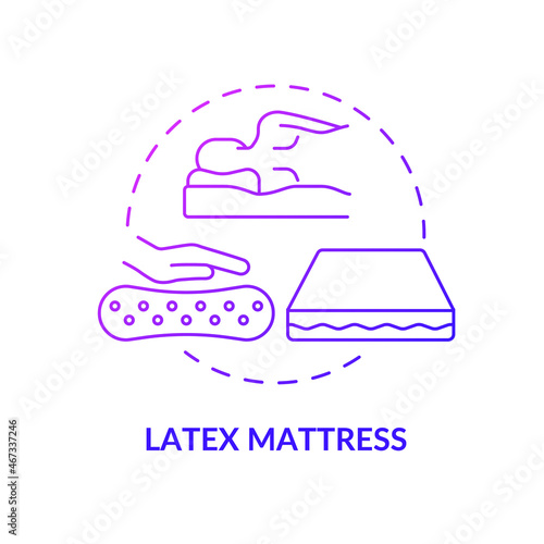 Latex mattress purple gradient concept icon. Common mattress material abstract idea thin line illustration. Springy and elastic pad. Synthetic and rubber latex. Vector isolated outline color drawing