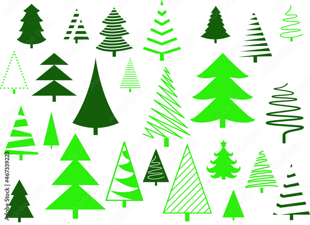 Obraz premium Set of green Christmas tree 