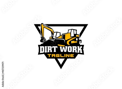Excavator logo vector for construction company. Vehicle equipment template vector illustration for your brand.