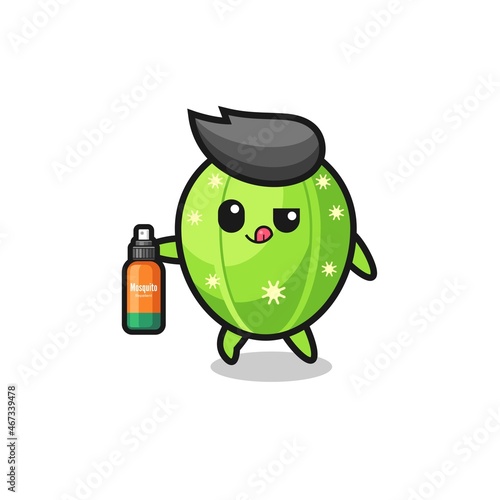 cute cactus holding mosquito repellent