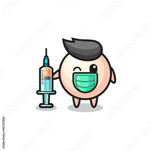 pearl mascot as vaccinator