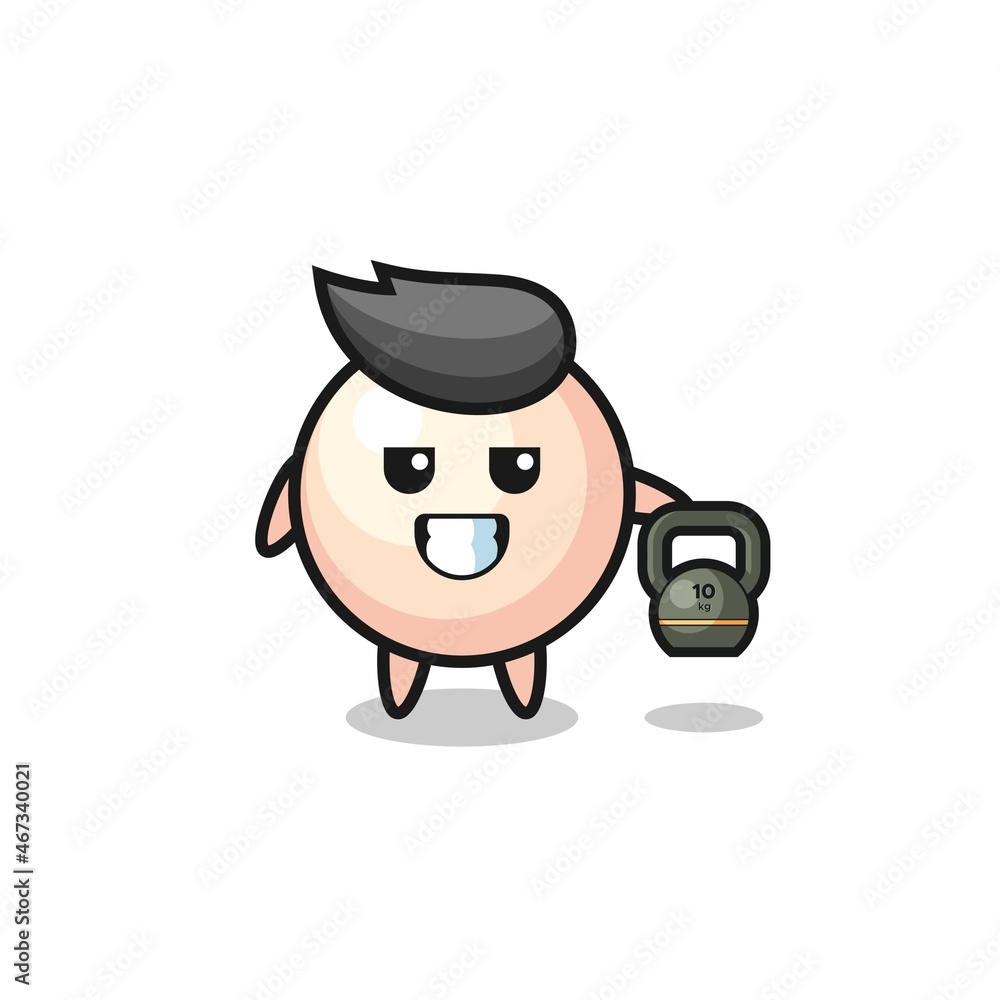 pearl mascot lifting kettlebell in the gym pearl mascot lifting kettlebell in the gym