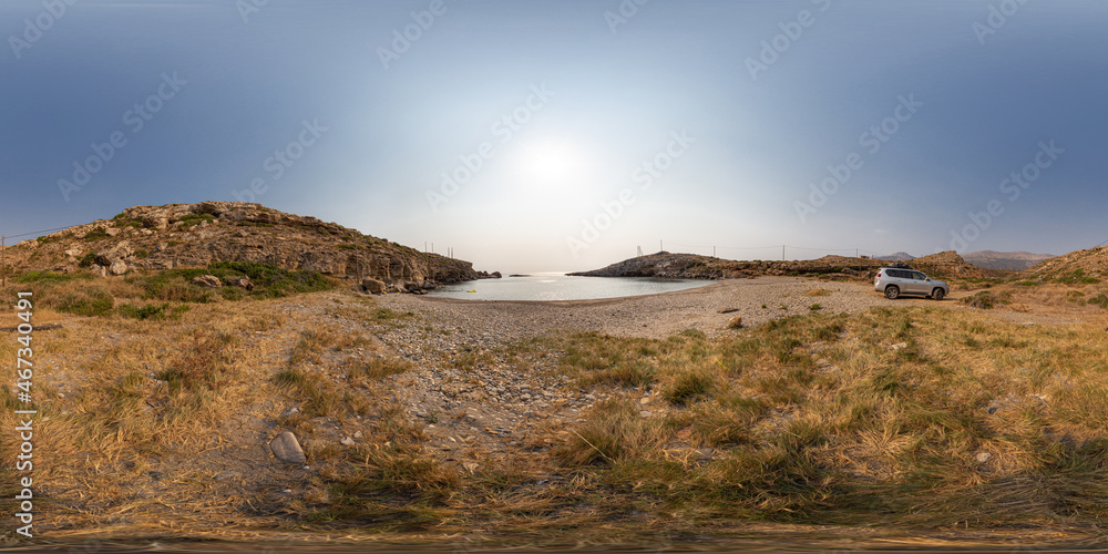 360° Foto Sferica Spiaggia del Peloponneso con Fuoristrada 2