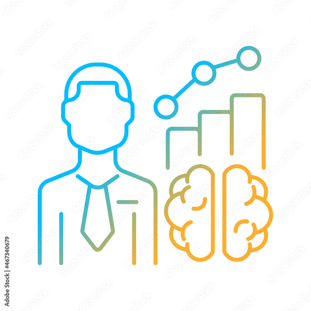 Business intelligence manager gradient linear vector icon. Market and customer analyst. Solution providing expert. Thin line color symbol. Modern style pictogram. Vector isolated outline drawing