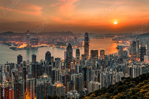 Photography Hongkong Panorama während Sonnenaufgang