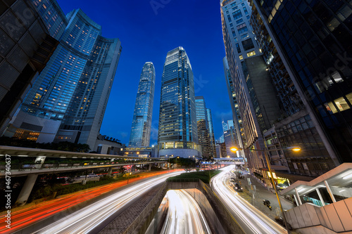 Canvas Print Hong Kong city night scenes with light trails