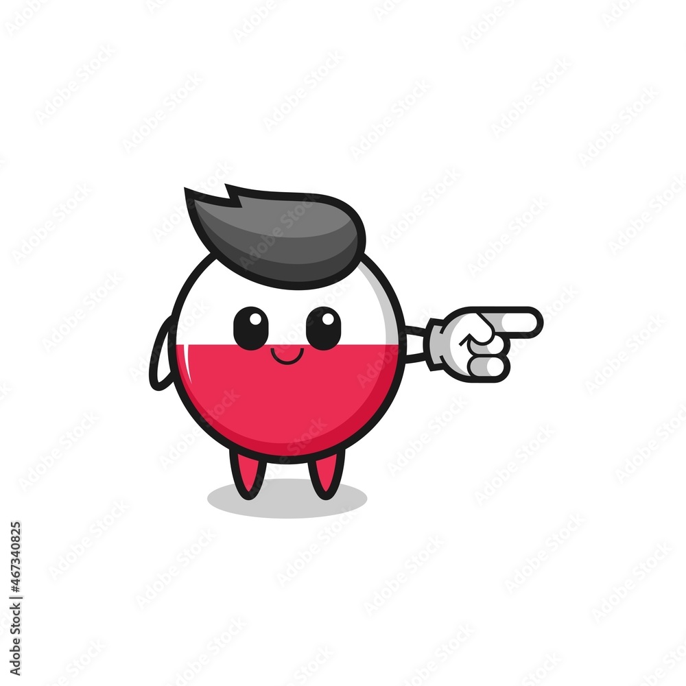 poland flag mascot with pointing right gesture poland flag mascot with pointing right gesture