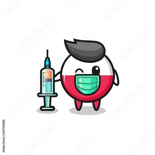 poland flag mascot as vaccinator