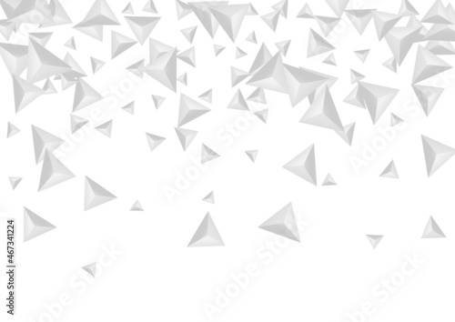 Grizzly Fractal Background White Vector. Pyramid Gradient Texture. Greyscale Realistic Backdrop. Origami Creative. Silver Triangle Template. © Vlada Balabushka