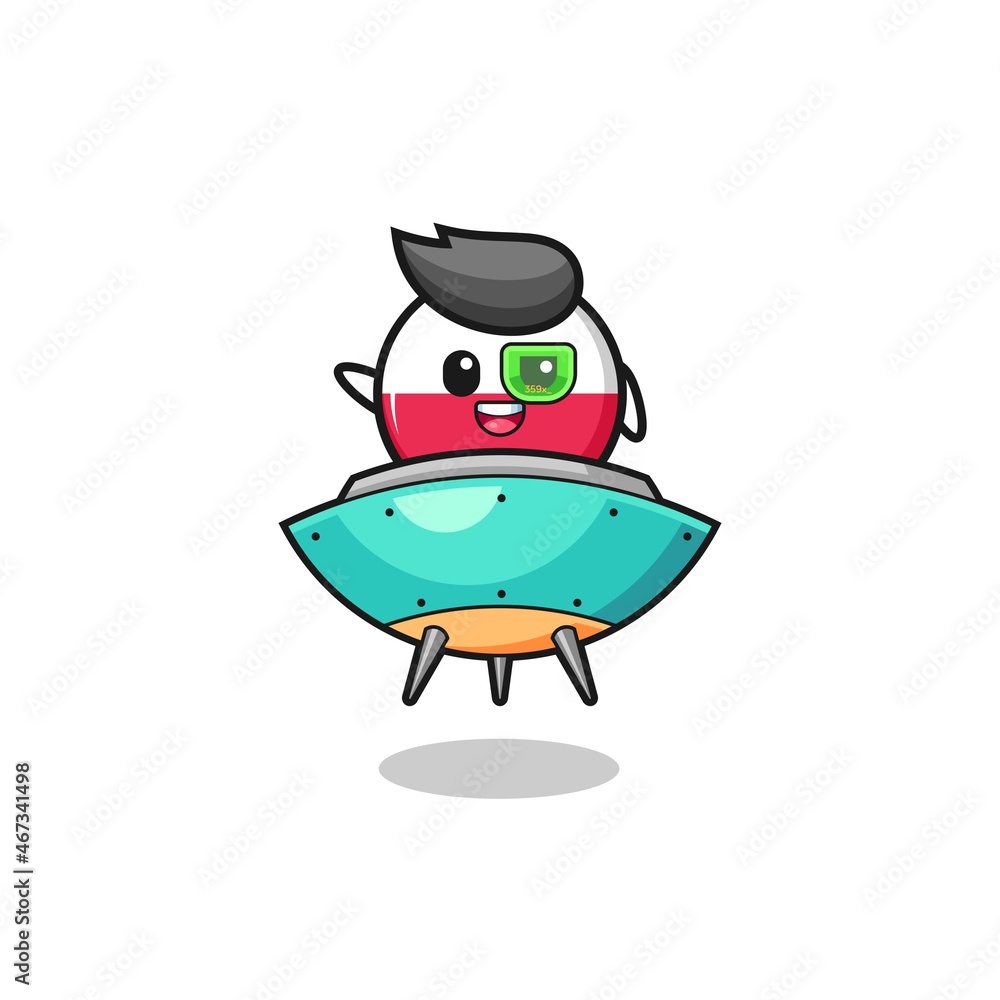 poland flag cartoon riding a future spaceship poland flag cartoon riding a future spaceship